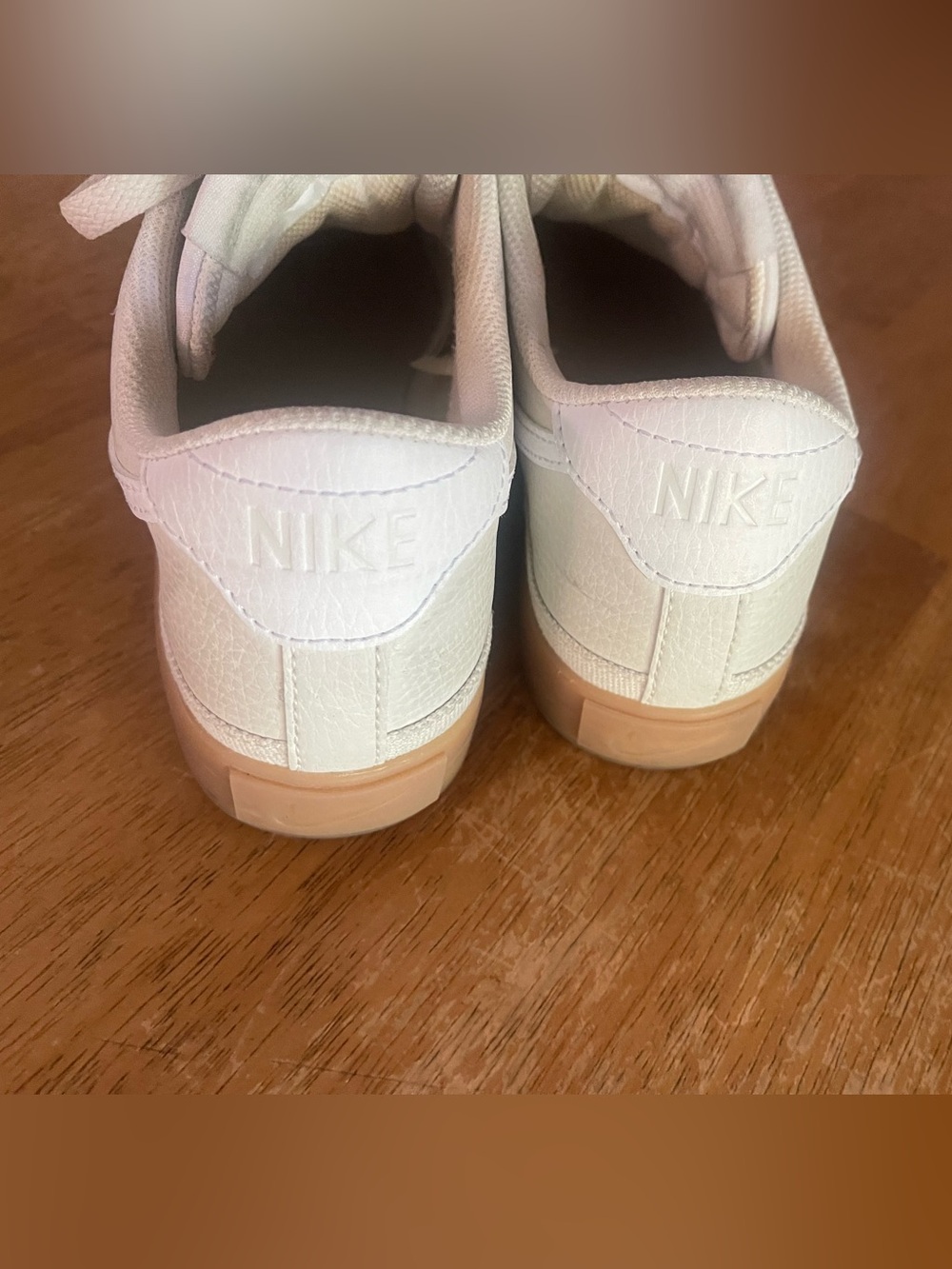 Nike Women’s Court Legacy Next Sneakers in Cream and White with Gum Sole - Picture 10 of 13